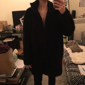 Fluffy black trench